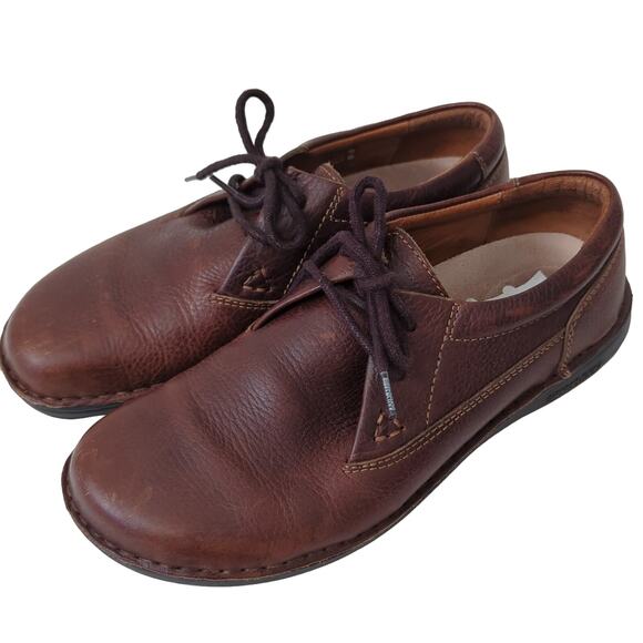 Birkenstock Shoes - Birkenstock Women's Memphis Shoe Size 40 9 Embossed Brown Leather Lace Up Oxford